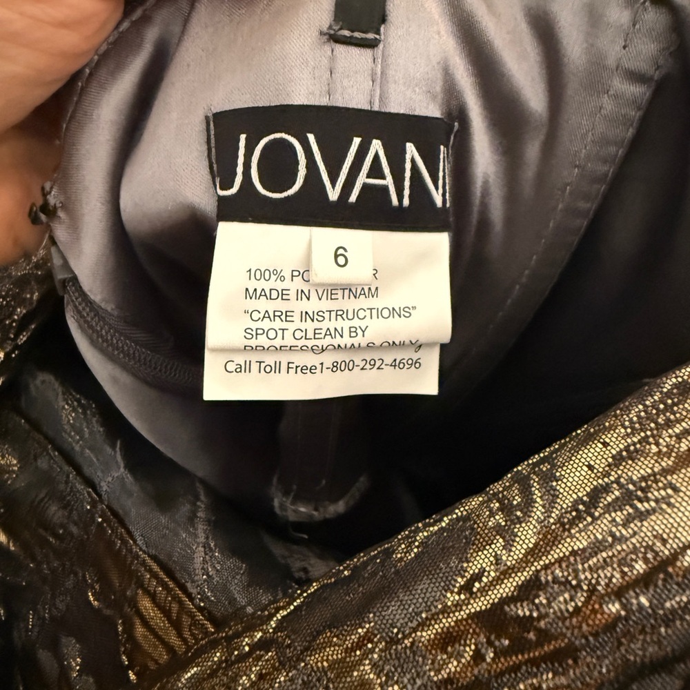 JOVANI Ruffled Accent Mermaid Evening Gown Gray and Gold with custom bolero - Picture 12 of 14